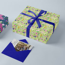 Floral Wrapping paper green for her