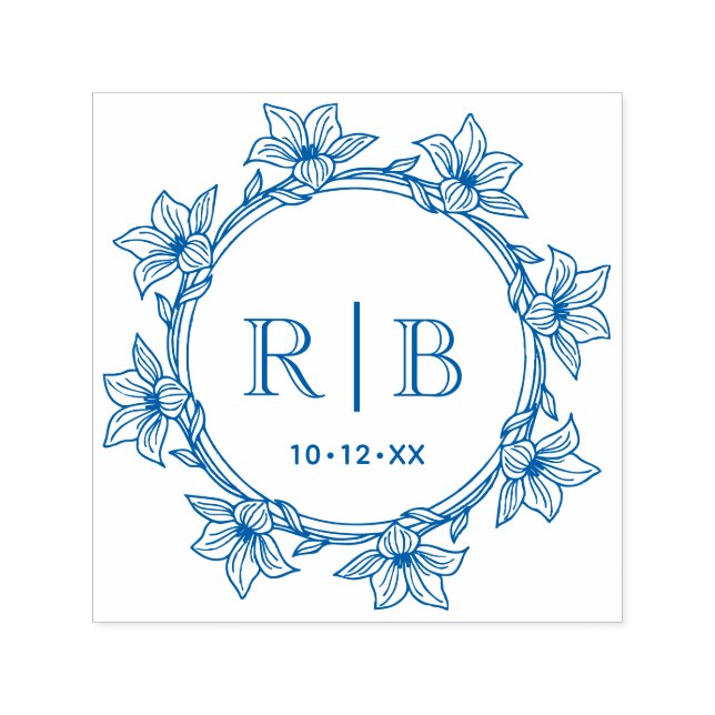 Floral Wreath #31 Two Initial Wedding Monogram CA Permastempel (Design)