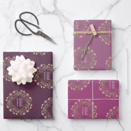 Floral Wreath 60th Birthday Wrapping Paper Set Geschenkpapier Set