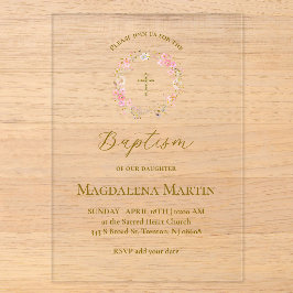 floral wreath | Baptism Acryleinladungen