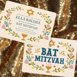 Floral Wreath Bat Mitzvah Handgezeichnet Custom Einladung<br><div class="desc">Perfekte Karte, um eine Bar mitzvah, Fledermausmitzvah oder andere jüdische Feier anzukündigen! Handgemachte Kunst für Sie! Vollständig anpassbar! Klicken Sie auf "Personalisieren" oben, um den Text zu bearbeiten. Klicken Sie auf "Bearbeiten mit dem Designwerkzeug", um die Schriftart, Farben und Einstellungen anzupassen. Auch können Sie den Kartenstil so ändern, dass er...</div>