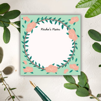 Floral Wreath - Botanical Greenhouse Sticky Notes Post-it Klebezettel