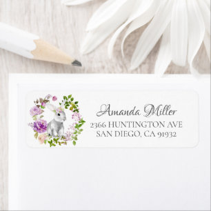 Floral Wreath Bunny Return Address Label