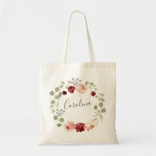 Floral Wreath Burgundy und Eukalyptus Tragetasche