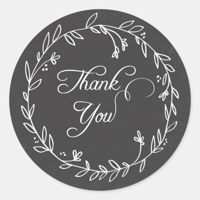 Floral Wreath Chalkboard Danke Sticker (Vorderseite)