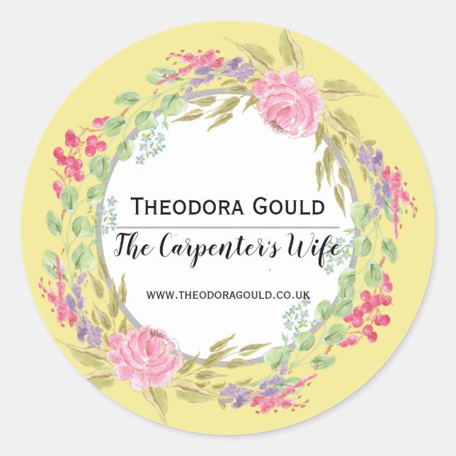 Floral Wreath Classic Round Aufkleber (Vorderseite)