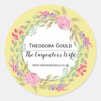 Floral Wreath Classic Round Aufkleber