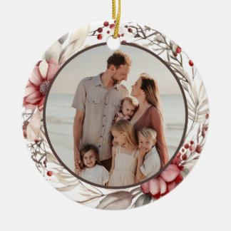 Floral Wreath Custom Photo Keramik Ornament