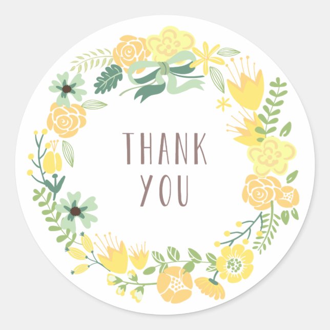 Floral Wreath | Danke Stickers (Vorderseite)
