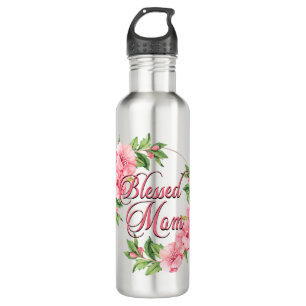Floral Wreath Gesegnete Mama Edelstahlflasche