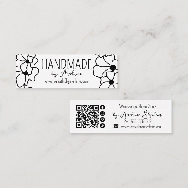 Floral Wreath Handmade | Handgefertigte Visitenkar Mini Visitenkarte (Vorne/Hinten)