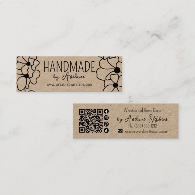Floral Wreath Handmade | Handgefertigte Visitenkar Mini Visitenkarte (Vorne/Hinten)