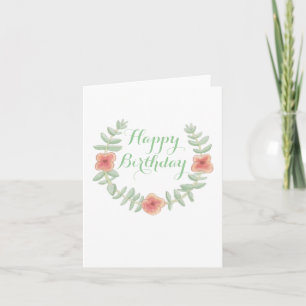 Floral Wreath Happy Birthday Karte