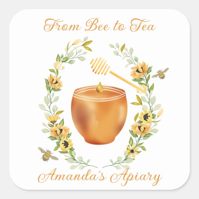 Floral Wreath Honey Pot Bee Sticker (Vorderseite)