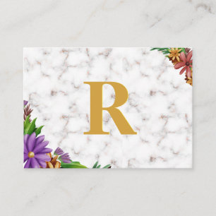 Floral Wreath Initial Letter Monogram Name Marble Visitenkarte