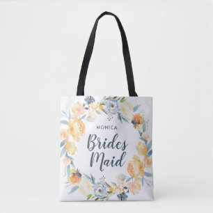 Floral Wreath Mit Monogramm Bridesmaid Tasche