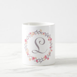 Floral Wreath Monogramm Kaffeetasse