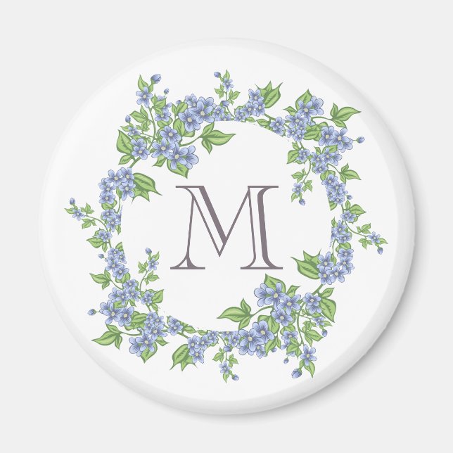 Floral Wreath Monogramm Magnet (Vorne)