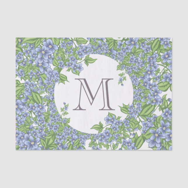 Floral Wreath Monogramm Seidenpapier (Vorderseite)