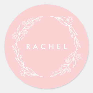 Floral Wreath Round-Label Runder Aufkleber