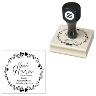 Floral Wreath Rustic Script-Rücksendeadresse Gummistempel