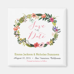 Floral Wreath speichert das Datumsfenster Magnet