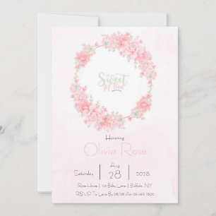 Floral Wreath Sweet 14. Girl Birthday Party Invit Einladung