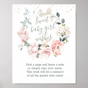Floral Wreath Sweet Baby Dusche Gästebuchzeichen Poster