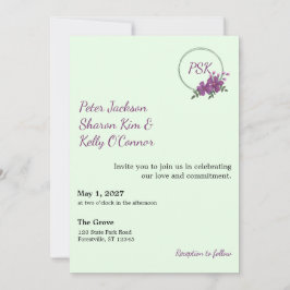 Floral Wreath Throuple Invitation Einladung