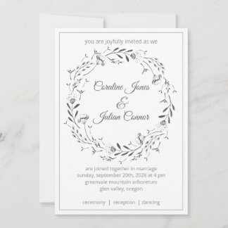 Floral Wreath Wedding Invitation Einladung