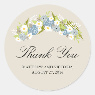 Floral Wreath Wedding Runder Aufkleber