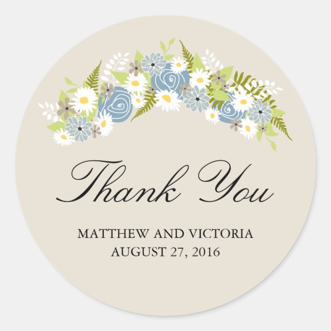Floral Wreath Wedding Runder Aufkleber (Vorderseite)