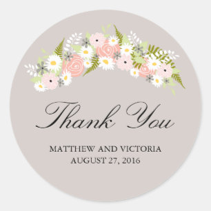 Floral Wreath Wedding Runder Aufkleber
