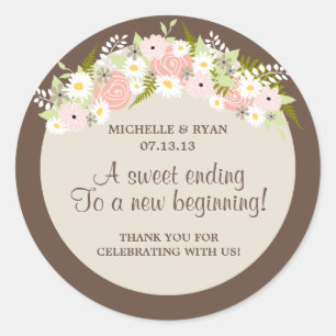 Floral Wreath Wedding Runder Aufkleber