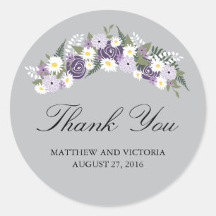 Floral Wreath Wedding Runder Aufkleber