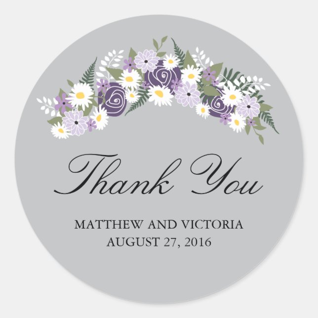 Floral Wreath Wedding Runder Aufkleber (Vorderseite)
