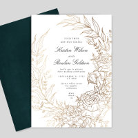 Floral Wreath White Black Emerald Gold Hochzeit
