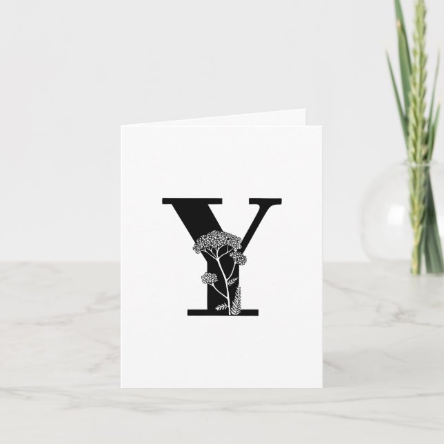 Floral-Y-Monogramm auf weißer Notizkarte (Vorderseite)