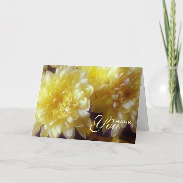 Floral Yellow Chrysanthemum Beileid Vielen Dank Dankeskarte (Vorderseite)