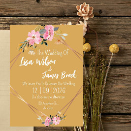 Floral yellow Rustic Wedding  Einladung