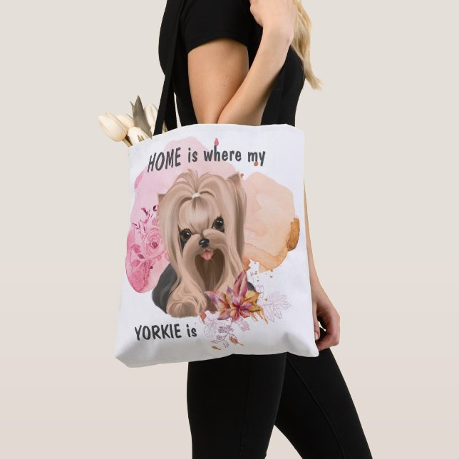 Floral Yorkie ist Zuhause Tasche (Von Nahem)
