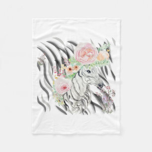 Floral Zebra Crown Print Fleece Baby Blanket