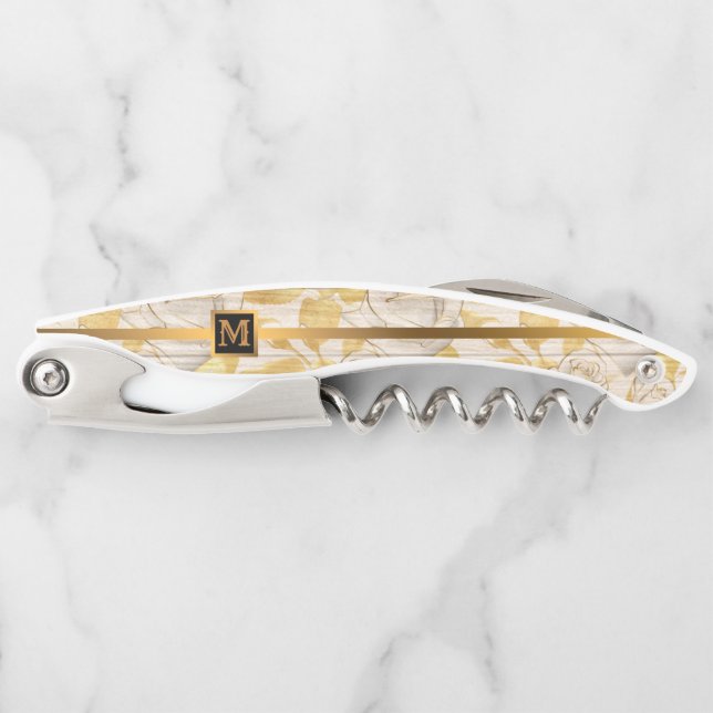 Floral zu Wood Popular Geschenk Kellnermesser (Vorderseite)