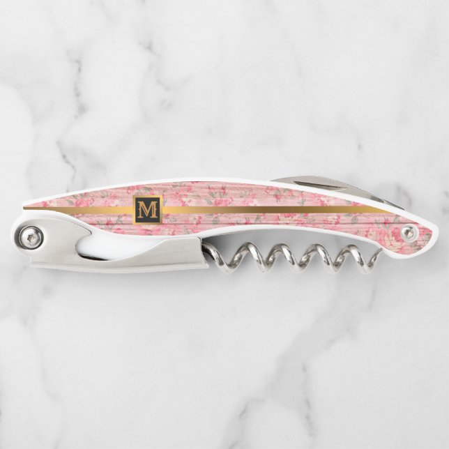 Floral zu Wood Popular Geschenk Kellnermesser (Vorderseite)