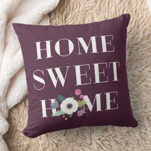 Floral Zuhause Sweet Zuhause Kissen - Pflaume
