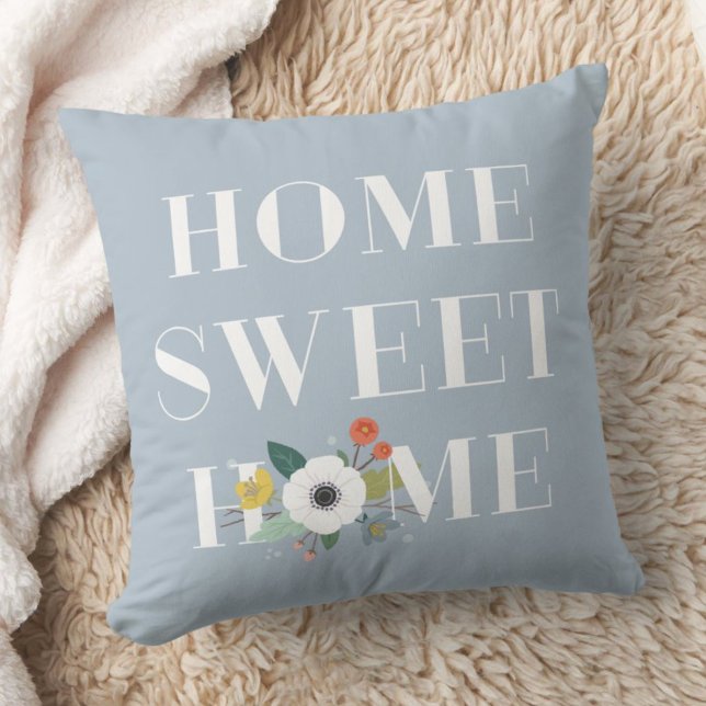 Floral Zuhause Sweet Zuhause Pillow - Dusty Blue Kissen (Von Creator hochgeladen)
