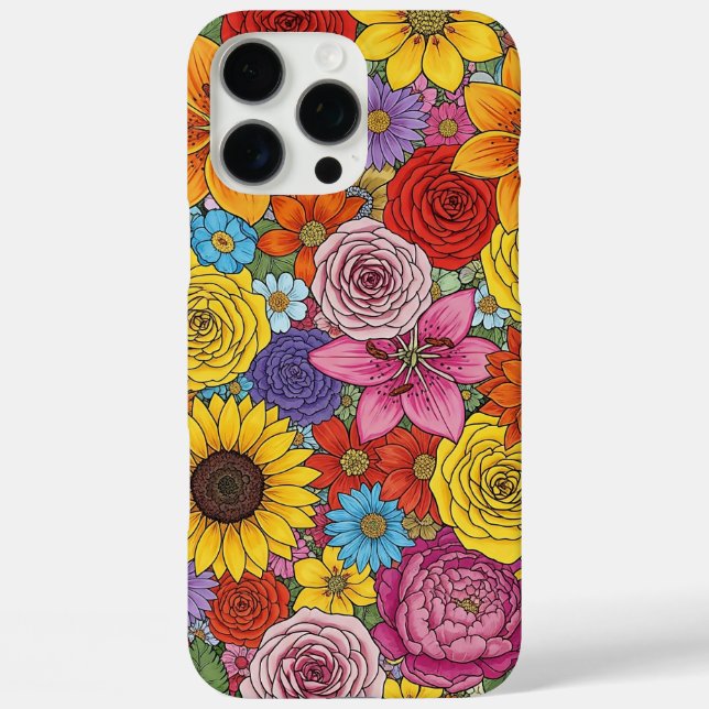 FLORALDRUCKE INTRIZIEREN iPhone 16 PRO MAX HÜLLE (Rückseite)