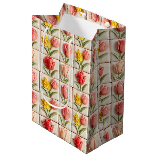 Florale 3D-Keramikfliesen 63/144 Mittlere Geschenk Geschenktüte