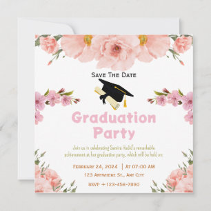 Florale Abschluss-Save-the-Date-Karte Save The Date