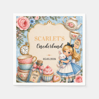 Florale Alice-im-Wunderland-Verrückte-Teeparty-Geb Serviette